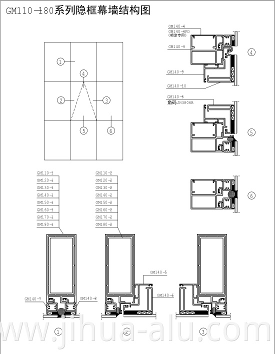 Structural Hidden Frame Stick Glass Aluminum Curtain Walls